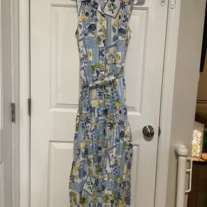 J. Crew Blue and Yellow Patchwork Maxi Dress